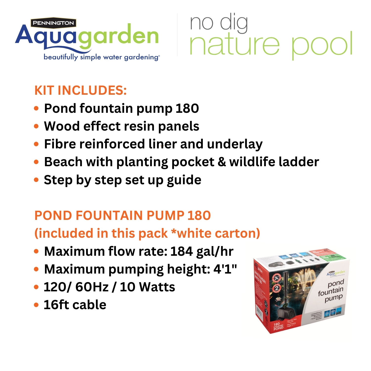 Pennington Aquagarden, Complete Raised Window Pond Kit - Octagon, Water Feature Pool, Includes Inpond 5 In 1 300 Pond & Water Pump With UV Clarifier