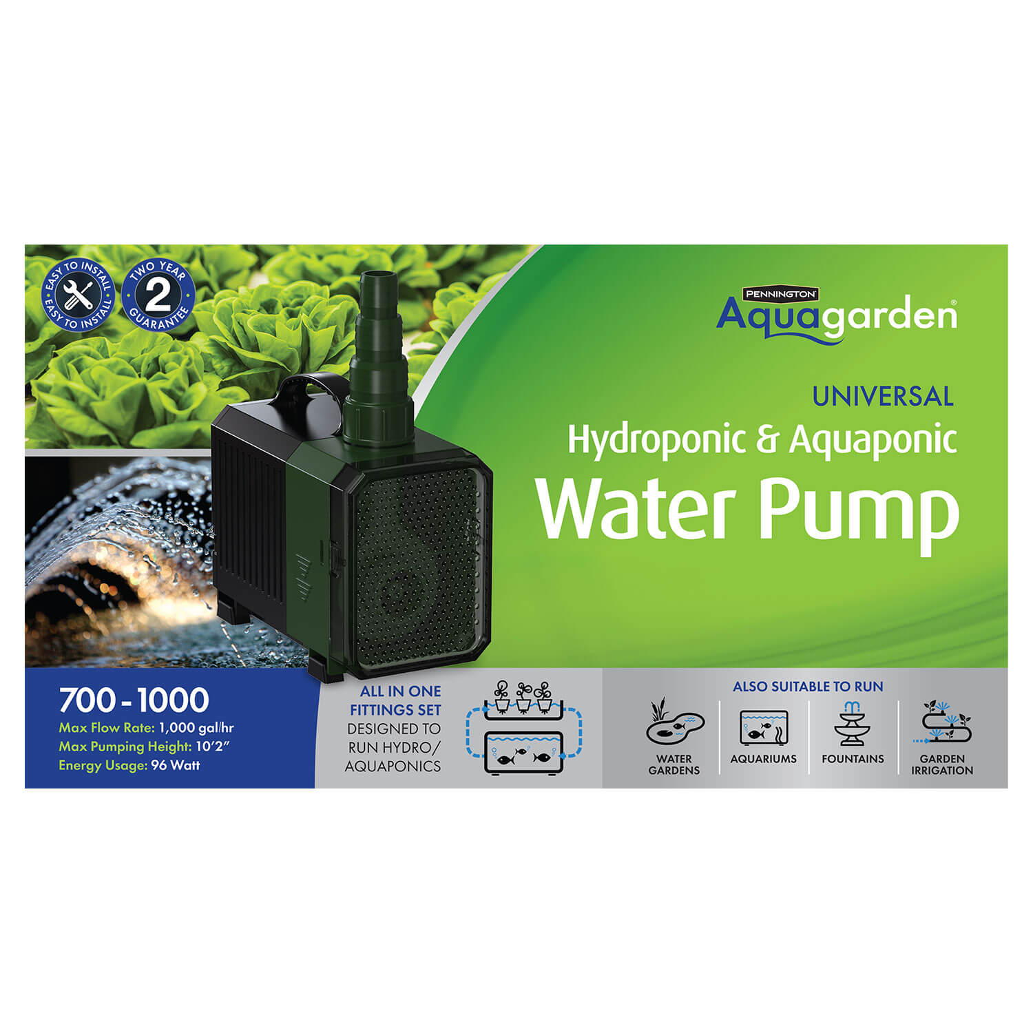 Universal Hydroponic & Aquaponic Water Pump 7001000 Pennington