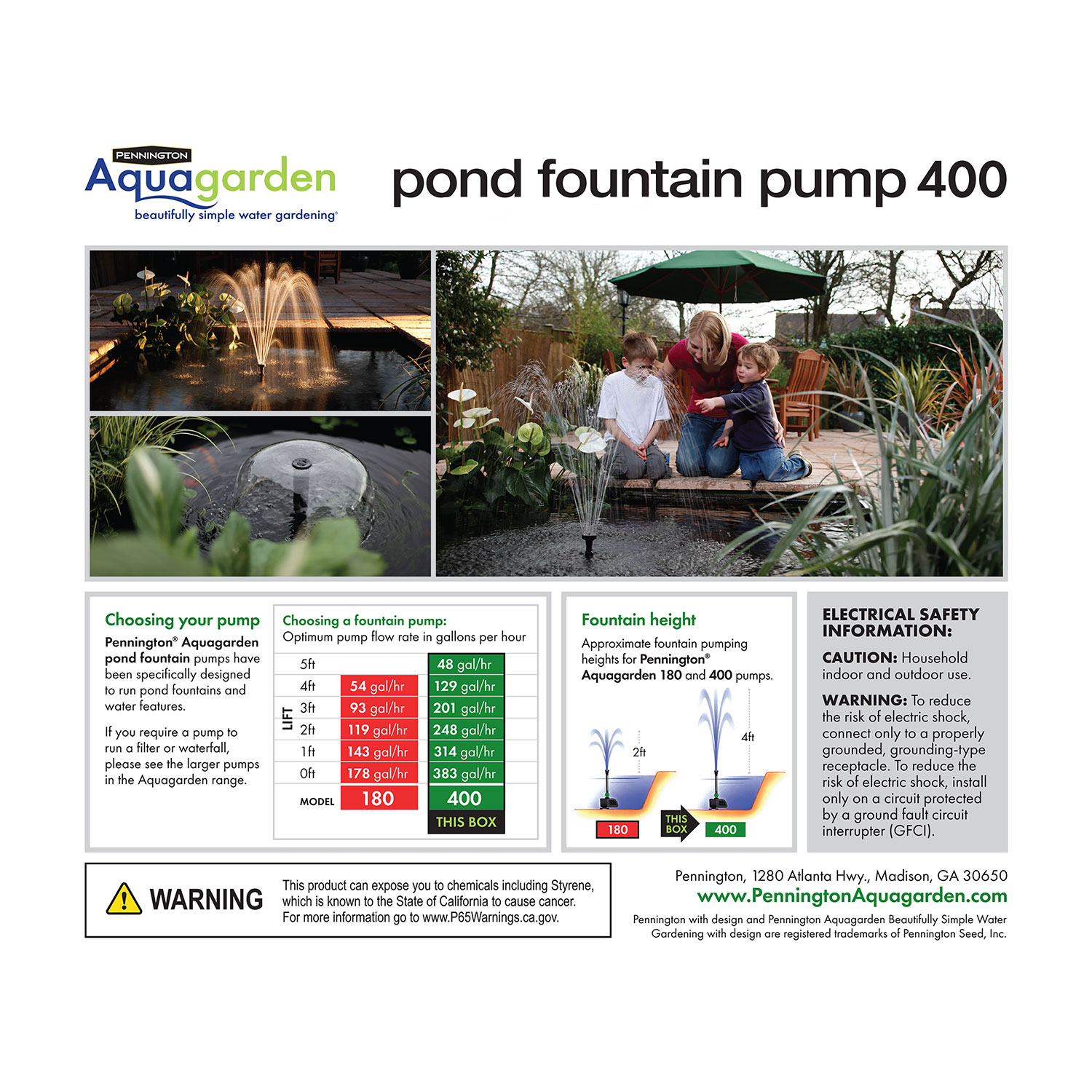 Pond Fountain Pump 400 Pennington Aquagarden